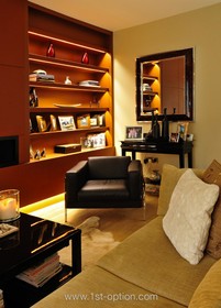 Addison Road - modern,dark colours,living room,mirror