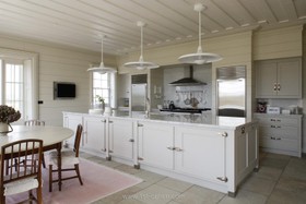 Bazeley House - floor - tiled,period,country,kitchen island,kitchen,wood panneling