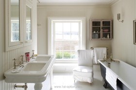 Bazeley House - bath -  roll top,bathroom,floor - light,floor - wooden,wood panneling,period