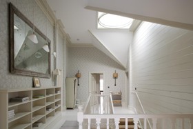 Bazeley House - floor - light,floor - wooden,hallway,mirror,wood panneling