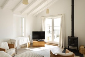 Beauty Point - fireplace - working,fireplace,french doors,living room,modern