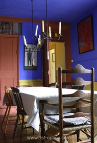 Brixton House - bright colours,dining room,period,floor - dark,floor - wooden