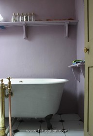 Brixton House - bath -  roll top,period,bathroom,bright colours,floor - tiled