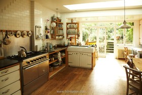 Broadhurst Gardens - floor - dark,floor - wooden,country,kitchen,period,french doors