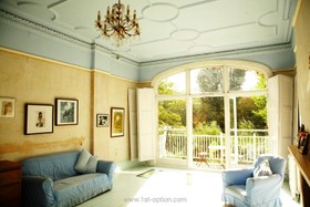 Broadhurst Gardens - bright colours,floor - light,floor - wooden,living room,period,terrace/patio,french doors