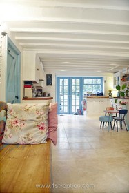 Bromley House - floor - light,floor - tiled,french doors,kitchen,country