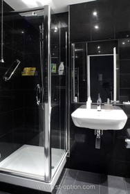Cavendish Place - floor - dark,floor - tiled,shower,modern