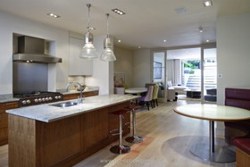 Chelsea House - floor - light,floor - wooden,kitchen island,kitchen,modern