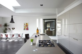 Cheriton Square - floor - concrete,kitchen,kitchen island,mirror,modern