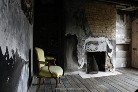 Chesterton Road - attic,distressed walls,exposed brick,fireplace,floor - dark,floor - wooden,derelict