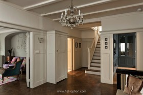 Craft House - floor - wooden,hallway,period,floor - dark,wood panneling