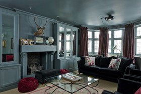 Craft House - dark colours,fireplace,living room,period
