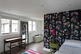 Craft House - bedroom,dark colours,mirror,period,quirky,retro/vintage,wallpaper,antique furniture