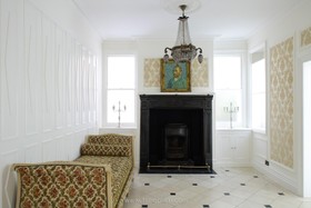 Creffield - period,fireplace,floor - light,floor - tiled,wallpaper,fireplace - working