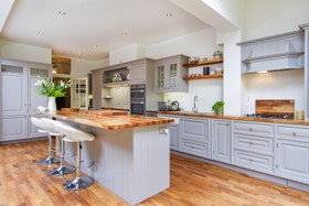 Elm Bank - floor - dark,floor - wooden,kitchen island,kitchen,modern