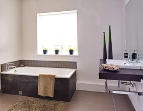 Evans Place - modern,bathroom,floor - tiled,floor - dark