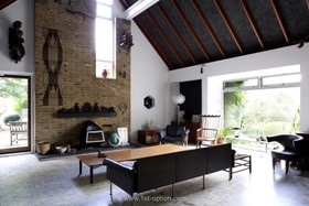 Harlow Garden - living room,exposed brick,fireplace,modern