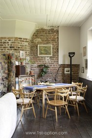 Henry VIII Boathouse - dining room,exposed brick,floor - dark,floor - wooden