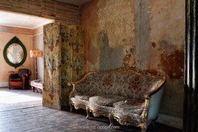 The House - bright colours,distressed walls,antique furniture