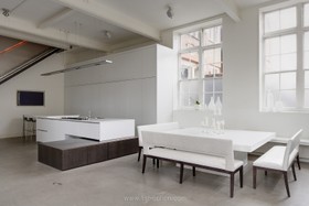 Lightbox - floor - concrete,modern,kitchen,floor - light,kitchen island,minimalistic