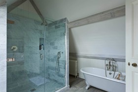Limestone - bath -  roll top,bathroom,floor - wooden,shower