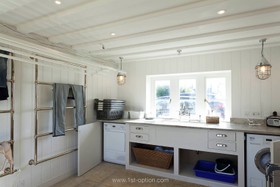 Limestone - wood panneling,utility room