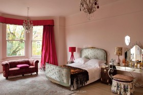 Mapesbury Road - antique bed,antique furniture,period,bedroom,boudoir,bright colours,retro/vintage