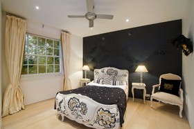 Mews - antique bed,bedroom,floor - light,floor - wooden,wallpaper