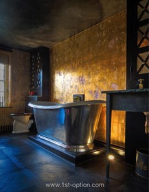 Mile End Road - bath -  roll top,bathroom,dark colours,opulent,quirky,floor - dark,floor - wooden