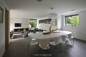 Millbrae - dining room,floor - tiled,modern