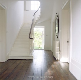 New Cross - french doors,floor - dark,floor - wooden,hallway,period,staircase,white space