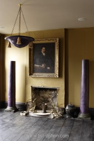 Oriel - period,fireplace,floor - dark,floor - wooden,dark colours