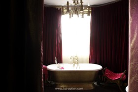 Oriel - dark colours,bath -  roll top,antique furniture,period,bathroom