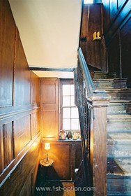 Princelet Street - floor - dark,floor - wooden,hallway,period,staircase,wood panneling