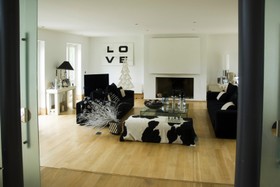 River House - living room,floor - wooden,modern
