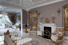 Rococo - antique furniture,fireplace,floor - light,floor - tiled,living room,opulent,period