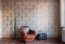 Ruby House - antique furniture,floor - dark,floor - wooden,wallpaper