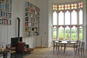 Shackleton - fireplace - working,fireplace,floor - light,floor - wooden,library,period