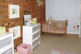 Spratts Factory - children's bedroom,exposed brick,floor - carpet,floor - light