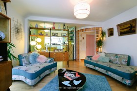 Sputnik - bright colours,floor - light,floor - wooden,living room,period,quirky,retro/vintage