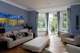 Strawberry Vale - dark colours,french doors,living room,modern