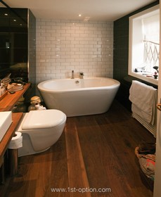 The Terrace - bathroom,floor - dark,floor - wooden,modern