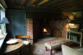 Walnuts Farm - dark colours,fireplace - working,fireplace,living room,country