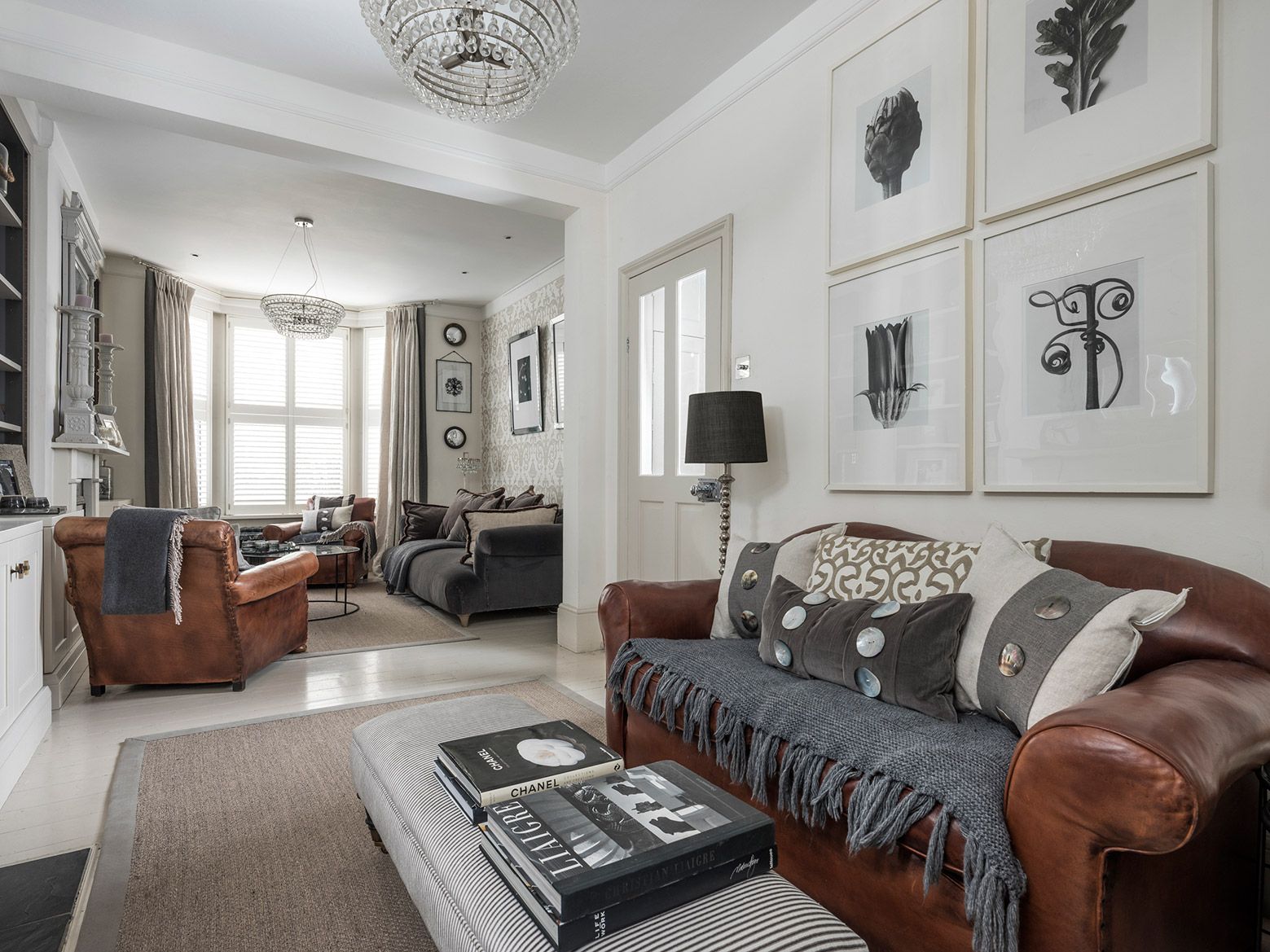 The large double reception with original painted floorboards