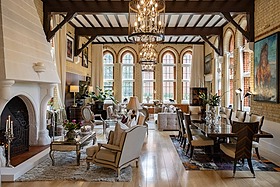The Abbey - Beams period Gothic fireplace Wood Panelling Opulent - cover