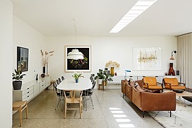 Feasts - modern kitchen island tiled floor games room exposed brick library bathtub - cover