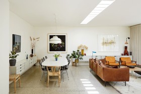 Feasts - modern kitchen island tiled floor games room exposed brick library bathtub - thumbnail