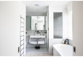 Feasts - modern kitchen island tiled floor games room exposed brick library bathtub - thumbnail