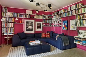 Feasts - modern kitchen island tiled floor games room exposed brick library bathtub - thumbnail