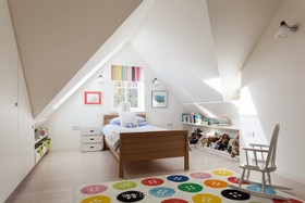 Feasts - modern kitchen island tiled floor games room exposed brick library bathtub - thumbnail